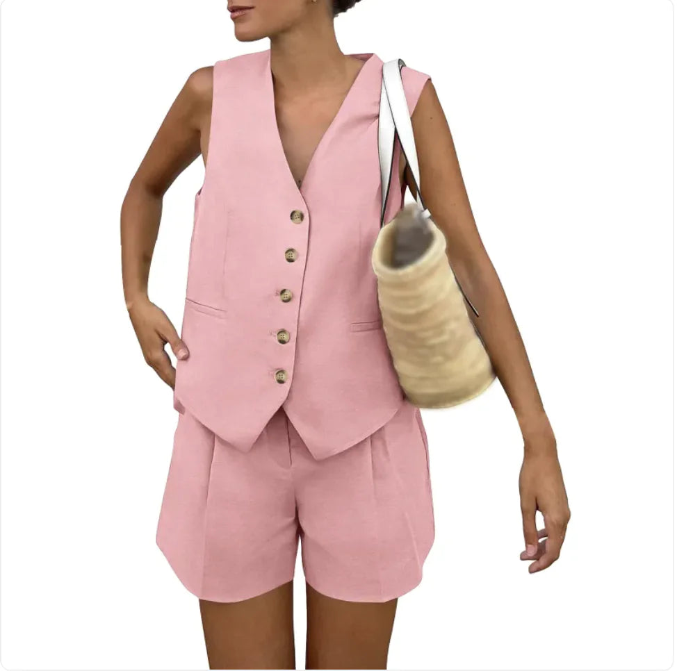 Sleeveless Vest Shorts Casual Suit