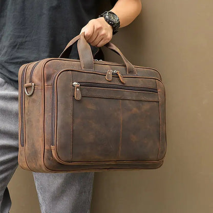 Men's Crazy Horse Leather Business Briefcase