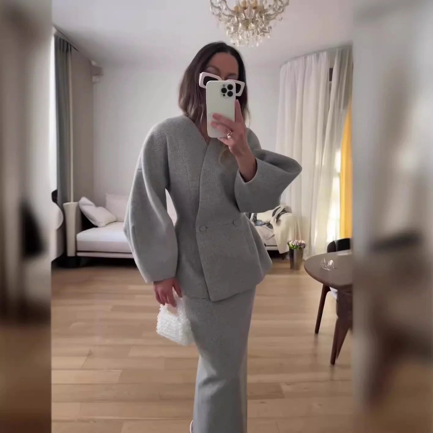 Slim Top and Skirt Elegant Suit