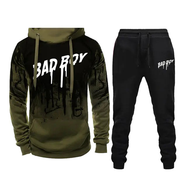 Men's High-Quality Hooded Tracksuit Set for Outdoors