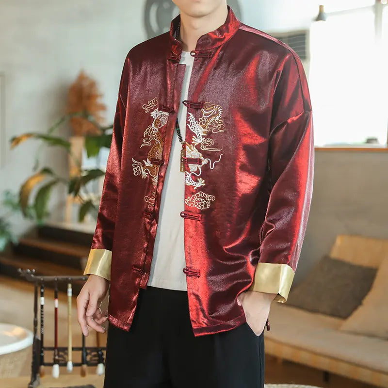 Embroidered Chinese Tang Shirt for Men - Kung Fu Jacket