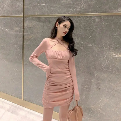 Long Sleeve Short Dress with Tie, Fairy Style Dress