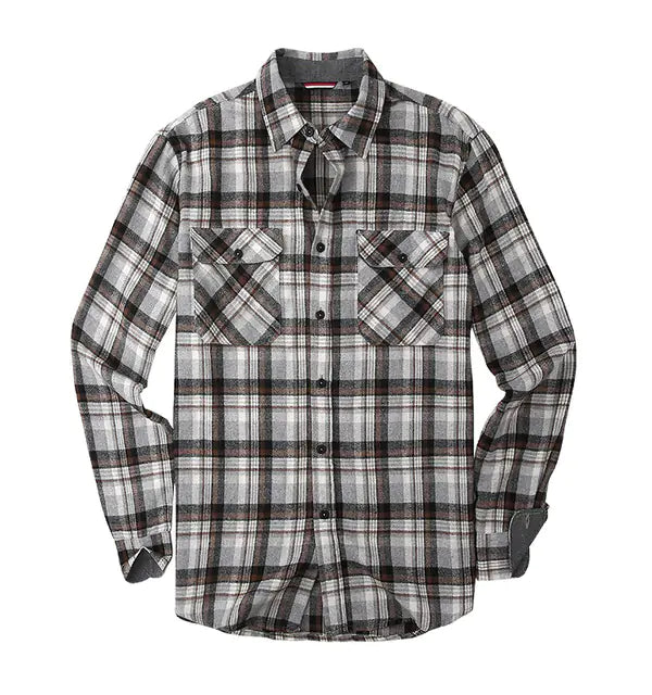 Vintage Plaid Shirt for Men - Long Sleeves Fashion