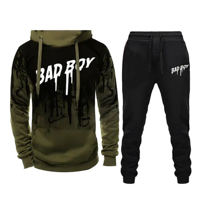 Men's High-Quality Hooded Tracksuit Set for Outdoors