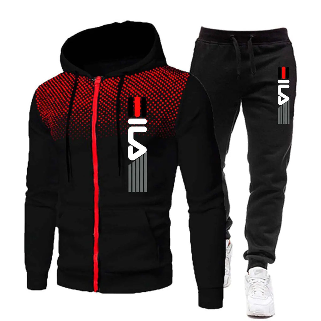 2023 Fall Winter Men's Fleece Dot Tracksuit Set