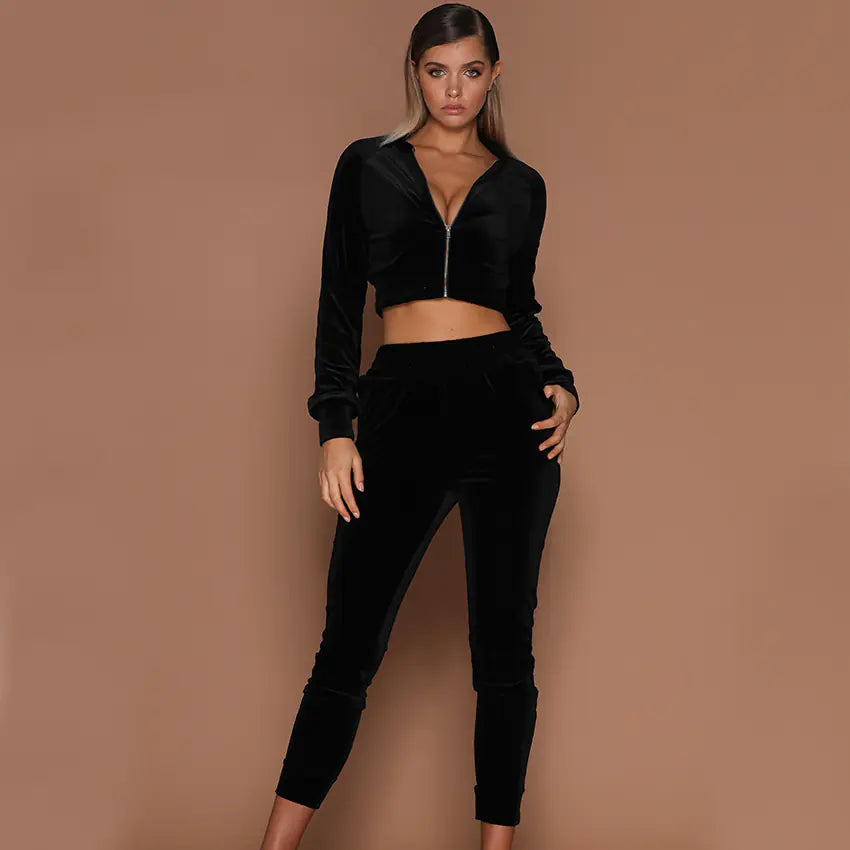 Velvet Women's Tracksuit with Zip Sweatshirt