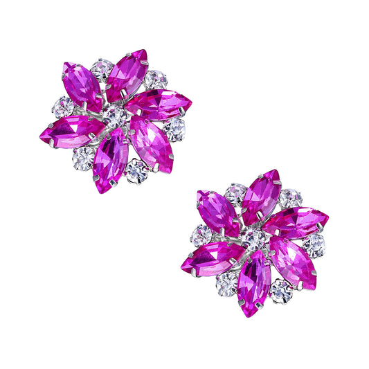 Flyonce Hot Pink Rhinestone Shoe Clips Sparkly Crystal Shoe Buckle Shoe Jewelry Shoe Decoration Charms for Flat