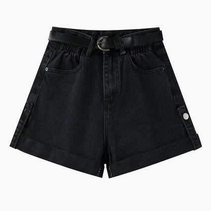 High Waist Curly Denim Shorts for Women