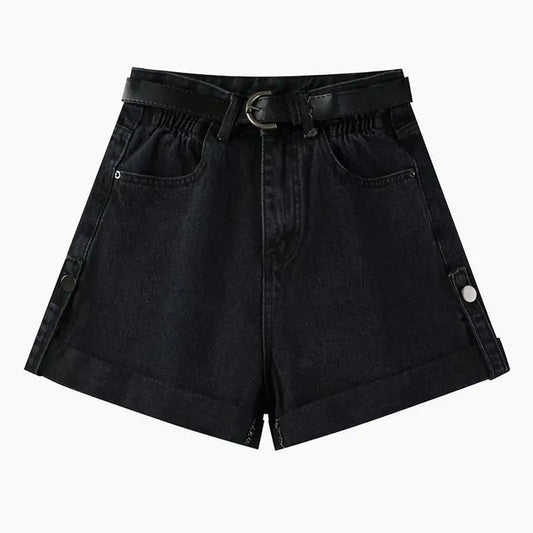 High Waist Curly Denim Shorts for Women