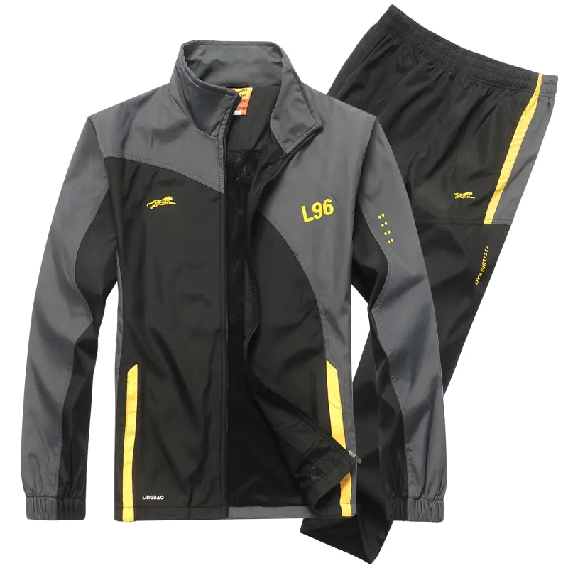 Men's Sports Tracksuit with Color Block Long Sleeves