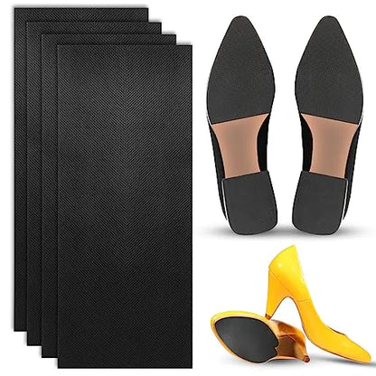 4Pcs Shoe Sole Protector Non-Slip Shoe Pads Shoe Bottom Protector Shoe Gummies for Heels Sole Protector for Heels and Anti Slip Shoe Grips Sneakers Leather Shoes Sole Repair Accessories (Black)