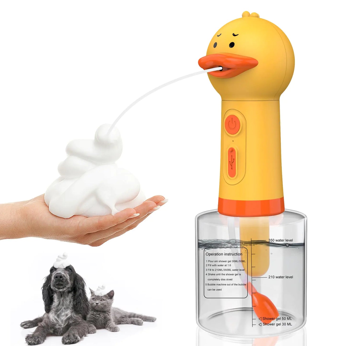 Katoggy Electric Foaming Shampoo Dispenser for Dog and Cat Bathing Rechargeable Soap Dispenser for Pet Bathing Bathroom Kitchen Sink Toilet Cleaning