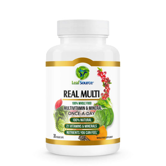 LEAFSOURCE Real Multi Whole Food Multivitamin - 21 Vitamins and Minerals Made from Real Food. Vegan Plant-Based Nutrients Made from Real Fruits Veggies & Whole Foods Whole Food Supplement