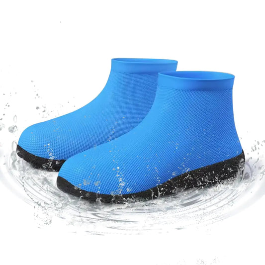 LESOVI Waterproof Shoe Covers UpgradedRain Shoe Covers Reusable Silicone Non Slip Shoe Covers for OutdoorRain Shoe Covers for Women and Men (Blue Medium)