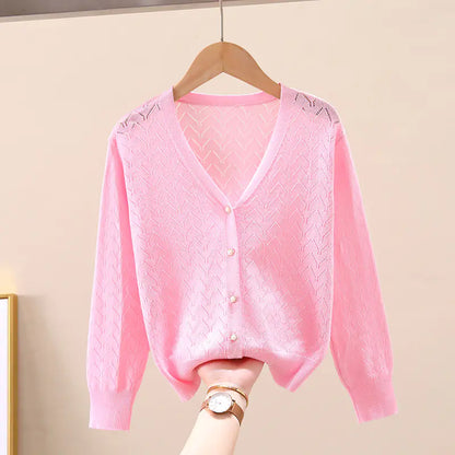 Children's Thin Knitted Cardigan UV Jacket for Ages 5+