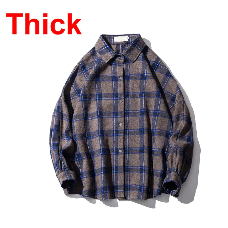 Vintage Plaid Wool Shirt Jacket for Men (Spring/Fall)