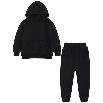 ZFTTZYMX Youth 2Pcs Brushed Fleece Sweatsuit Hooded Pullover Tracksuit Kids Boys Girls Sweatshirt + Pants Outfits Set