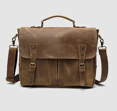 Leather Portable Men's Briefcase Satchel
