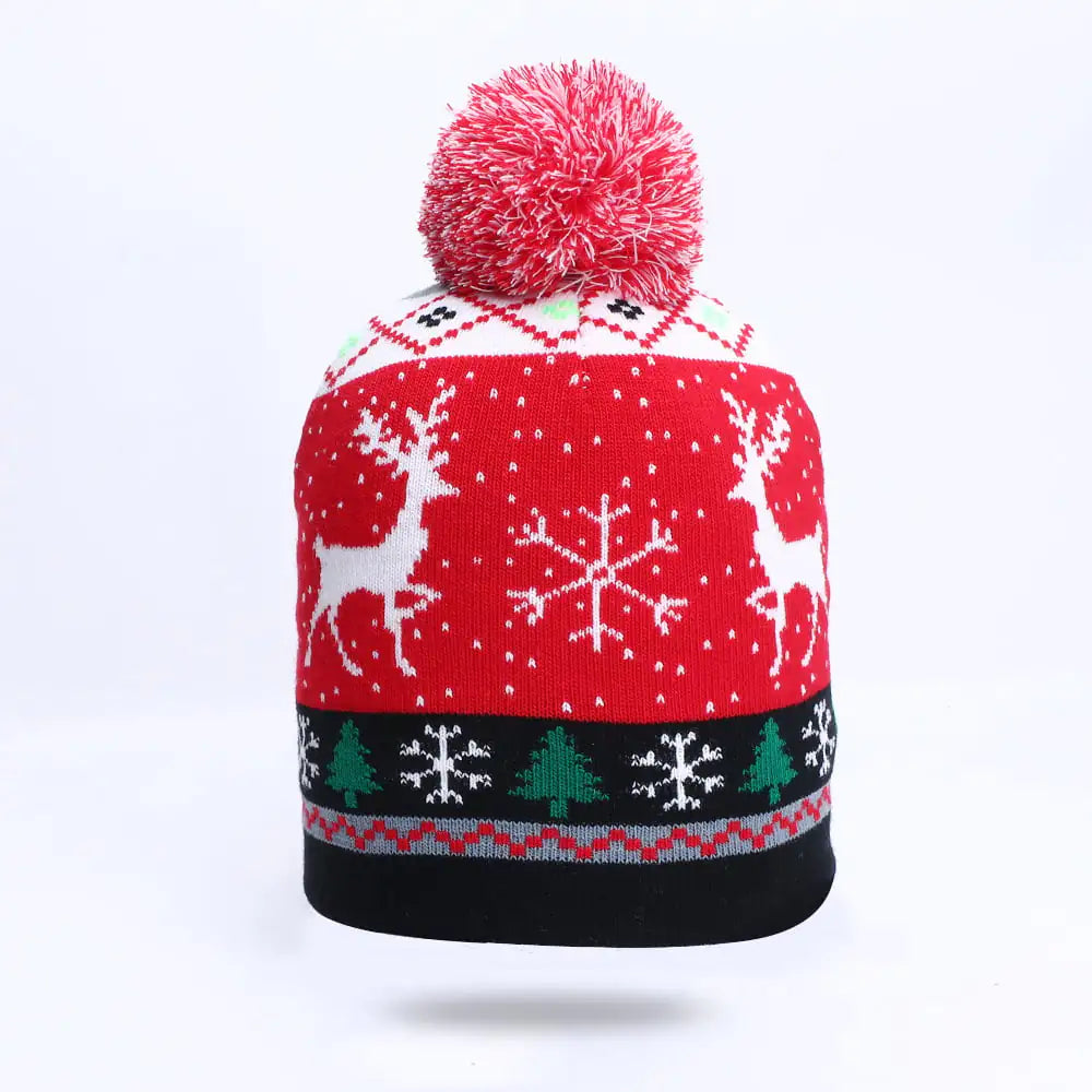 Knitted Deer and Snowflake Hats for Women