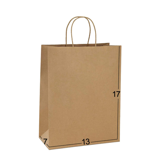 BagDream Paper Bags 13x7x17 50Pcs Gift Bags Party Bags Shopping Bags Retail Bags Merchandise Bags Recycled Brown Kraft Paper Bags with Handles Bulk
