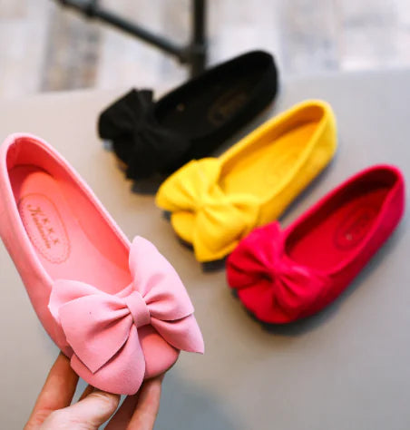Girls' Single Shoes, Princess Shoes with Bow, Suede