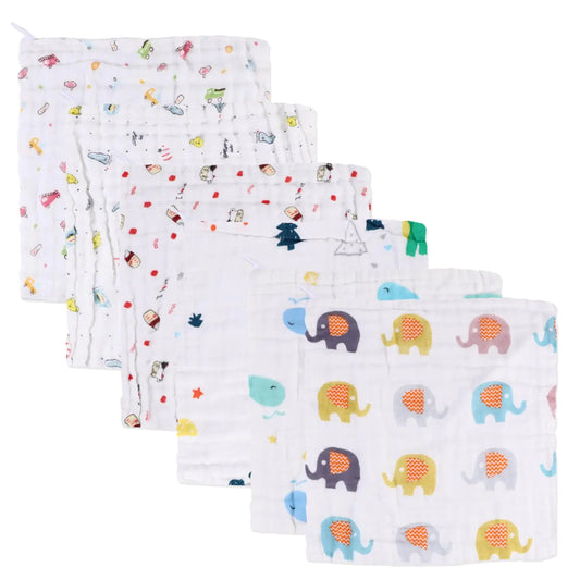 GLEAVI 6pcs Baby Towel Baby Washcloths Muslin Baby Towels for Newborn Baby Bibs Baby Cotton Washcloths Muslin Wash Cloths Face Cloth Towels Kids Pure Cotton Drool Towel Newborn Face Towel