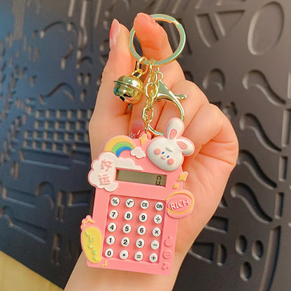 Trendy Children's Little White Rabbit Play Computer Keychain