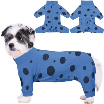 Comwish Dog Surgery Suit Long Sleeve Dog Recovery Suit Female Male with Zipper Closure Post Spay Neuter Dog Onesie Shedding Suit Full Coverage Bodysuit (Blue M)