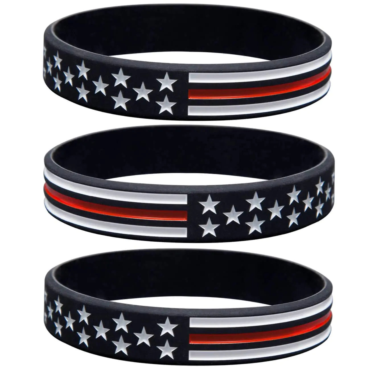 Sainstone Thin Red Line American Flag Bracelets - Power of Faith Silicone Rubber Wristband Band Set for Americanism Patriotic Holiday Fundraisers Awareness Gifts for Teens Men Women (Small 7")