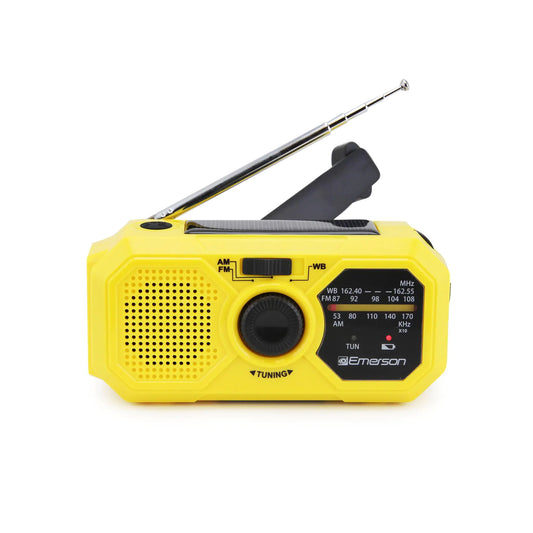 Emerson ER-7050 Emergency AM/FM Radio with NOAA Weather Band Built-in Power Bank Hand Crank Solar Charging LED Flashlight and SOS Alarm – Essential Survival Gear for Camping and Emergency Prep