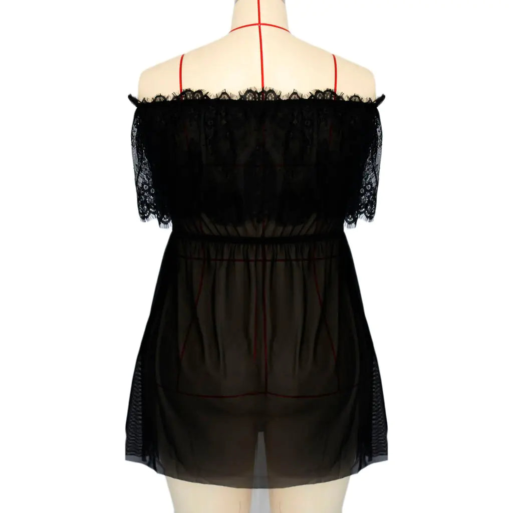 Women's Lace Nightwear with Off-Shoulder Design