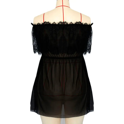 Women's Lace Nightwear with Off-Shoulder Design