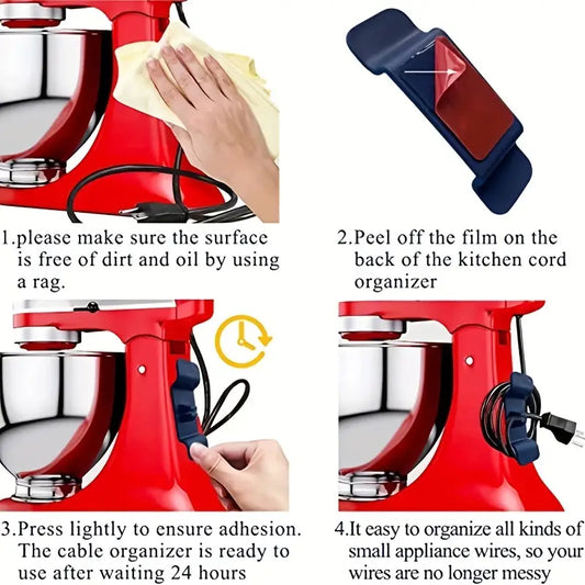 Cord Organizer with 4 Adhesives for Kitchen Appliances