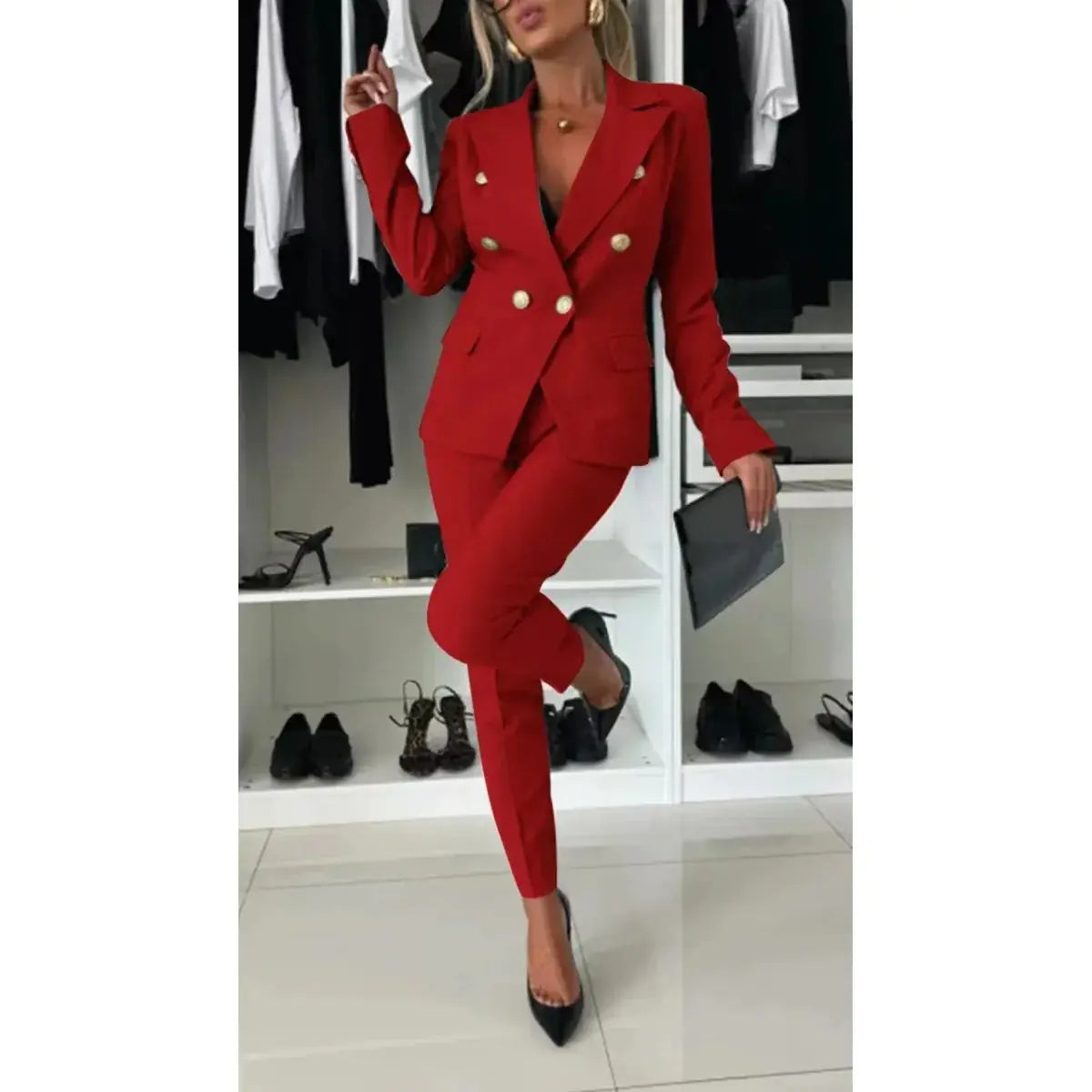 Women's Solid Color Casual Suit