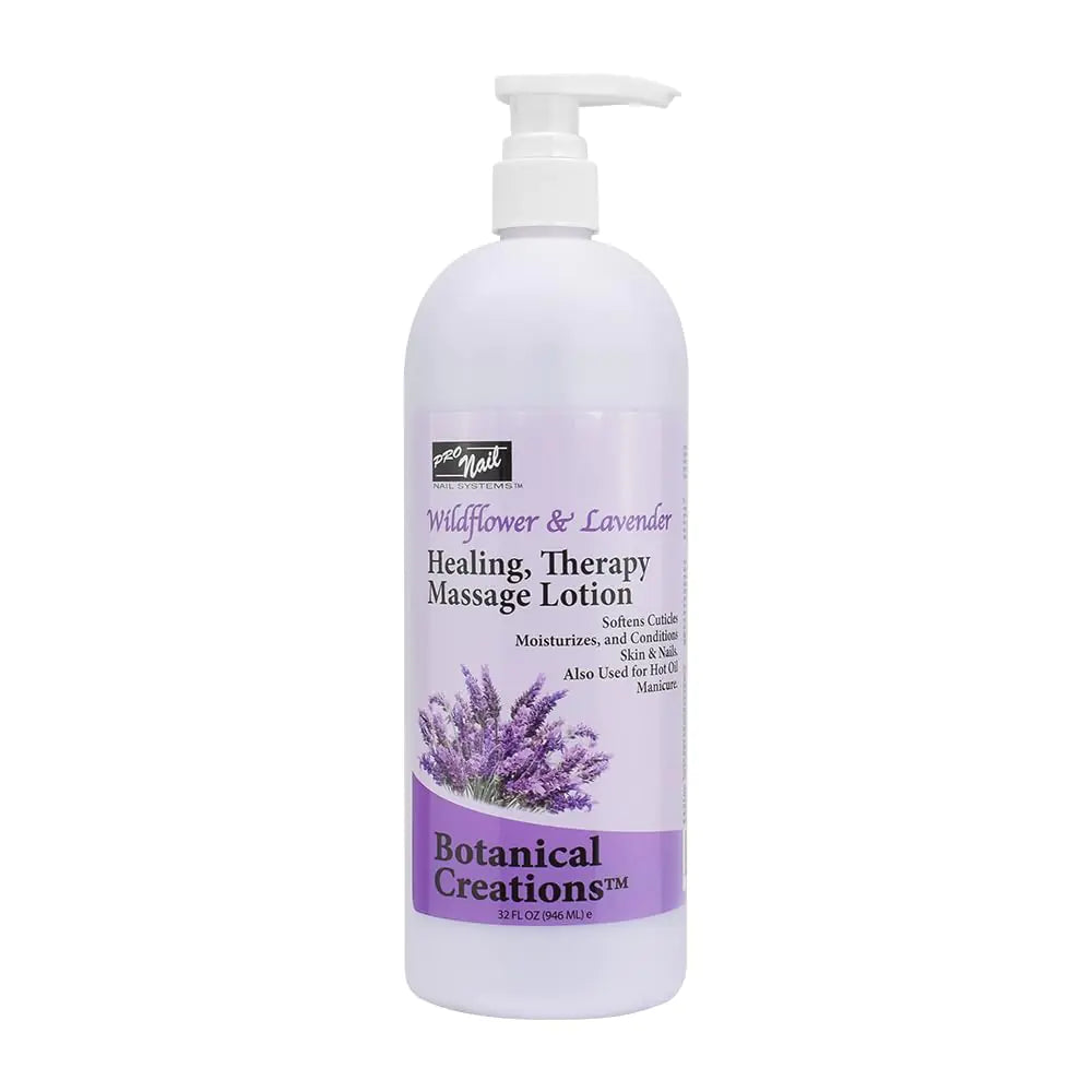 PRO NAIL - Healing Therapy Massage Lotion - Professional Pedicure Body and Hot Oil Manicure Infused with Natural Oils Vitamins Panthenol and Amino Acids (Lavender 32 Ounce)