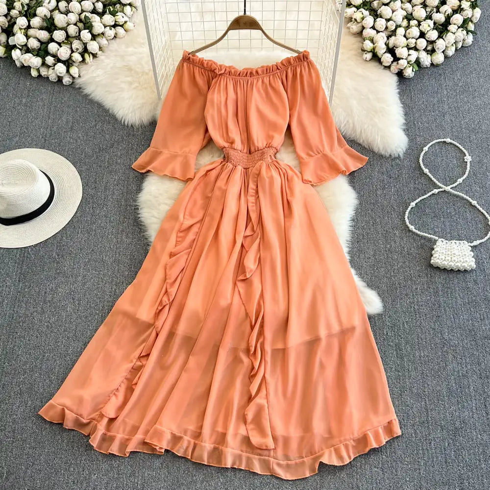 Ruffled Chiffon Dress for Women - Casual Elegance