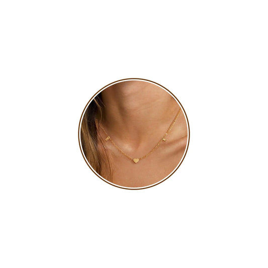 JSJOY Initial Necklaces Heart Letter Necklace Choker Necklace for Women Mom Gifts Birthday Gifts for Women Daughter Gifts from Mom Gold Jewelry for Women