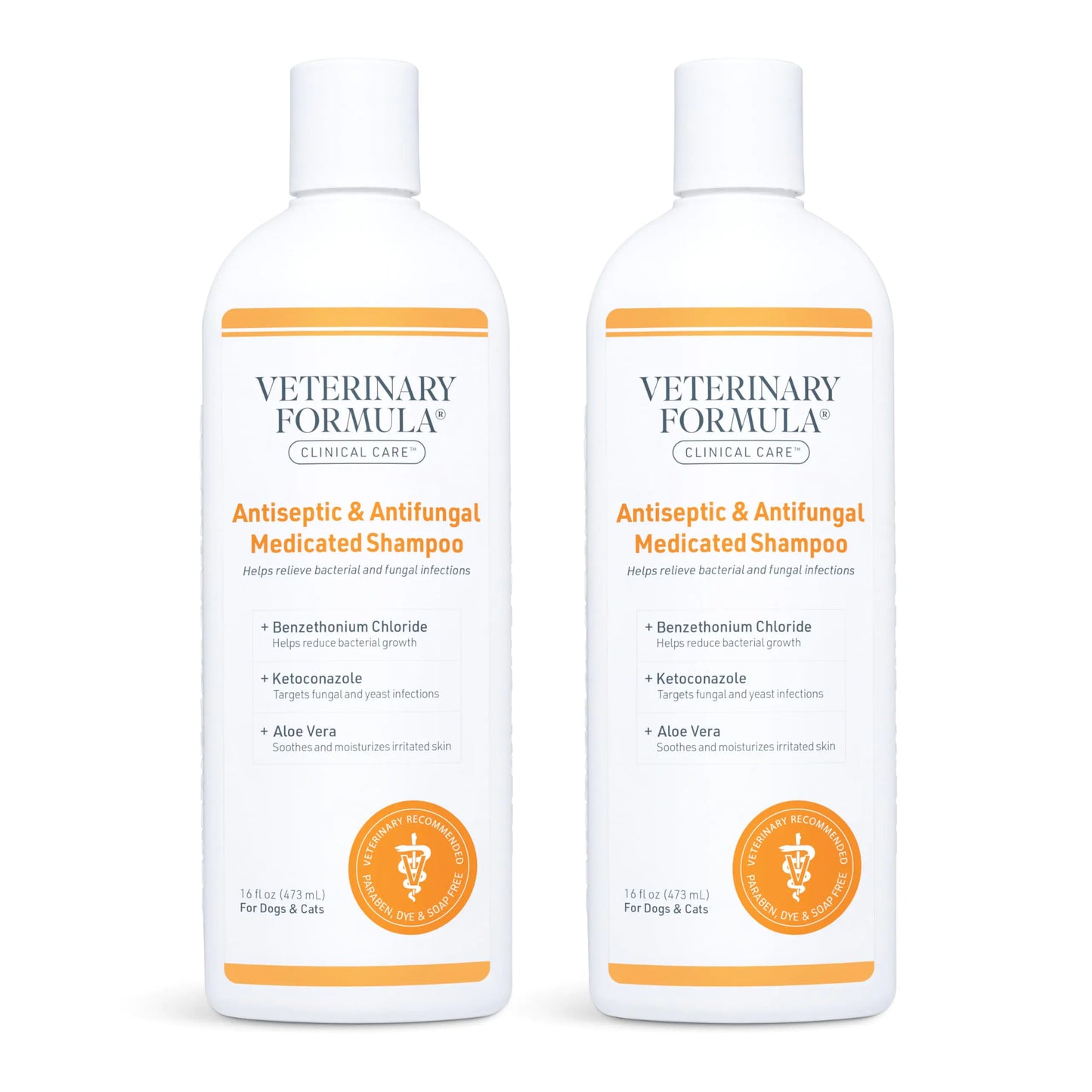 Veterinary Formula Clinical Care Antiseptic and Antifungal Medicated Shampoo for Dogs & Cats 16 Fl Oz – Helps Alleviate Scaly Greasy red Skin – Paraben Dye Soap-Free (2 Pack)