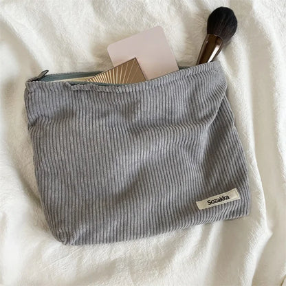 Corduroy Makeup Organizer Clutch