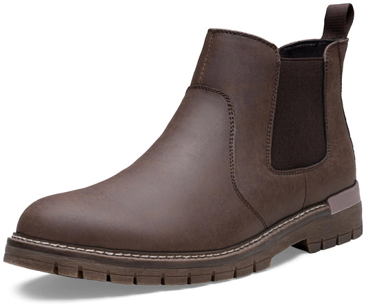 Jousen Mens Boots Casual Mens Slip On Boots Ankle Chelsea Boots for Men (AMY8400A darkbrown 10)