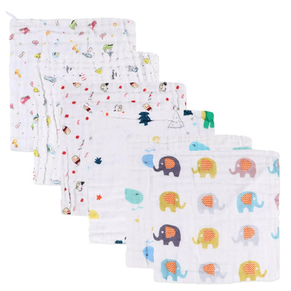 GLEAVI 6pcs Baby Towel Baby Washcloths Muslin Baby Towels for Newborn Baby Bibs Baby Cotton Washcloths Muslin Wash Cloths Face Cloth Towels Kids Pure Cotton Drool Towel Newborn Face Towel