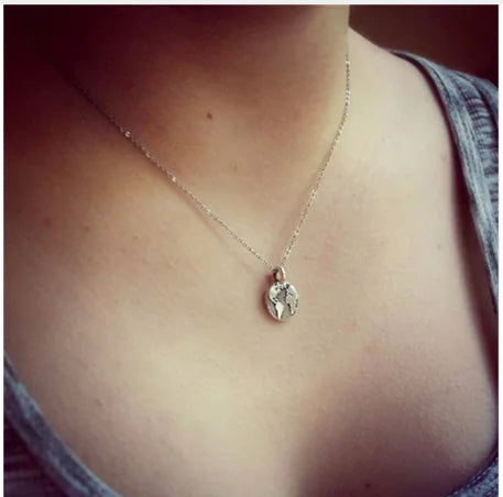 Map Pendant Necklace - Small Globe Map Necklace