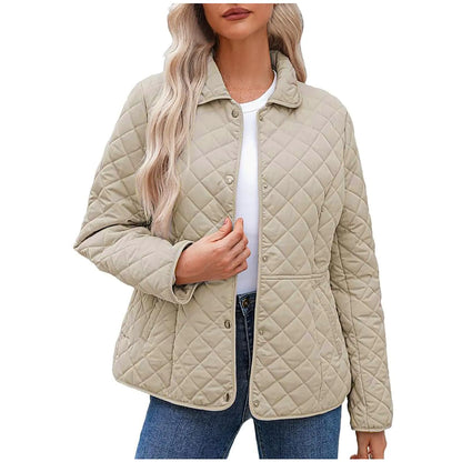 Ceboyel WomenS Quilted Barn Jackets 2024 Trendy Puffy Coats Quilted Bomber Jacket Lightweight Warm Winter Outerwear Clothing Military Jacket Women Beige S
