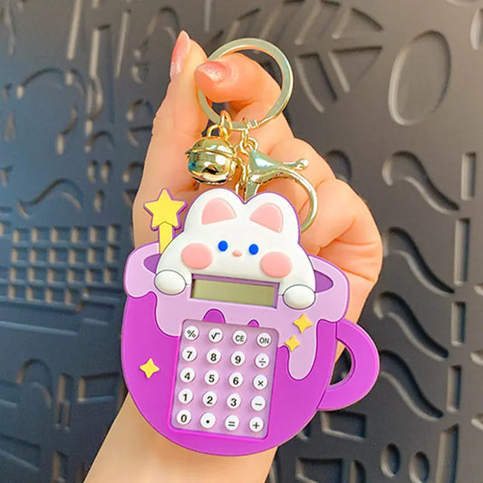 Trendy Children's Little White Rabbit Play Computer Keychain