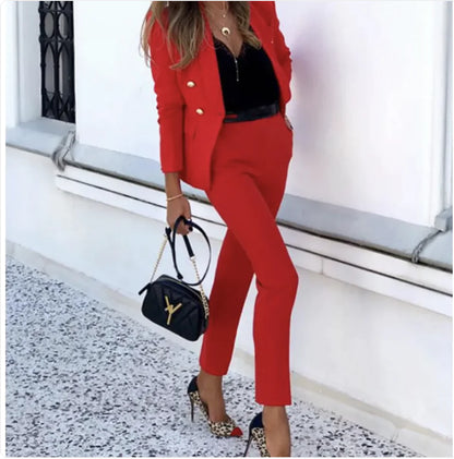 Polyester Two-Piece Casual Suit