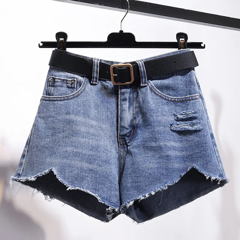 Irregular Denim Shorts for Women