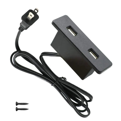 Powered USB Hub Socket Recessed USB Power Strip Outlet with Power Supply 2 USB Ports 2.1A Mounted into Bed Desk Table Sofa