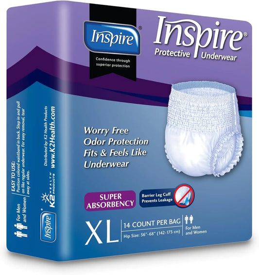 Inspire Protective Underwear for Men and Women Incontinence Underwear | Adult Diapers Women and Men | Disposable Underwear for Women and Men | Adult Pull Ups (Extra Large)