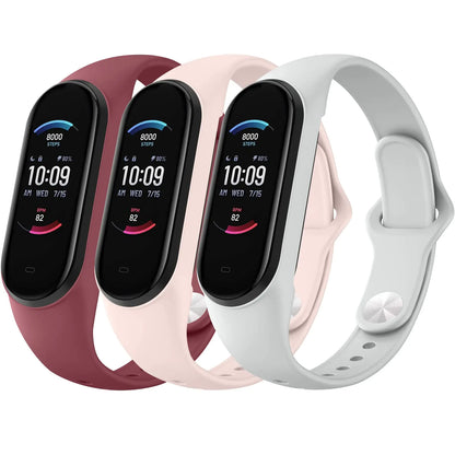 AK Silicone Band for Xiaomi Mi Band 5/ Mi Band 6 3 Pack Soft Wristbands for Amazfit Band 5/Amazfit Band 10 Sport Strap for Women Men