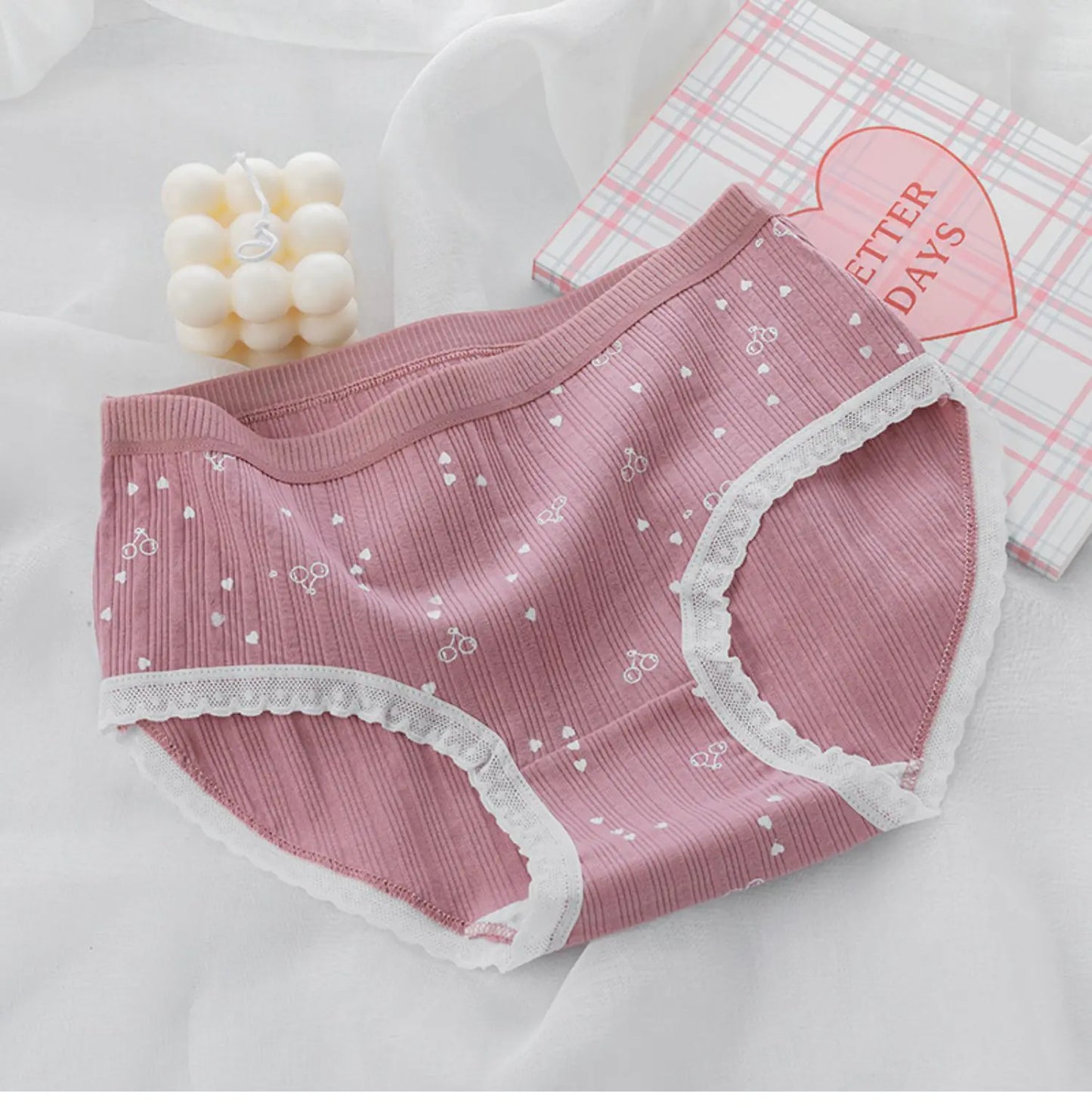 Floral Lace Hem Cotton Underwear